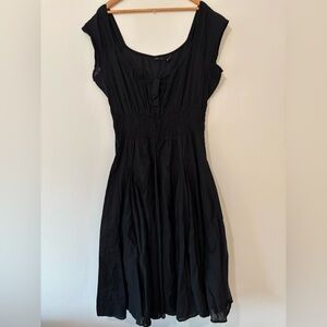 Grace Black Smocked Midi Dress